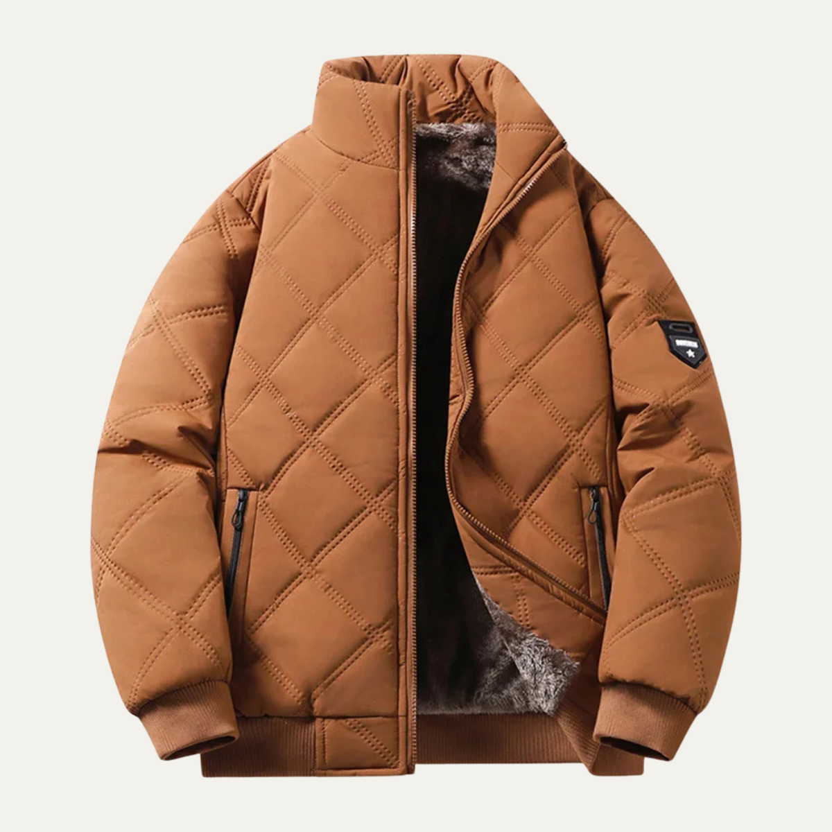 Warm Waterproof Men's Padded Jacket with Fleece Inside