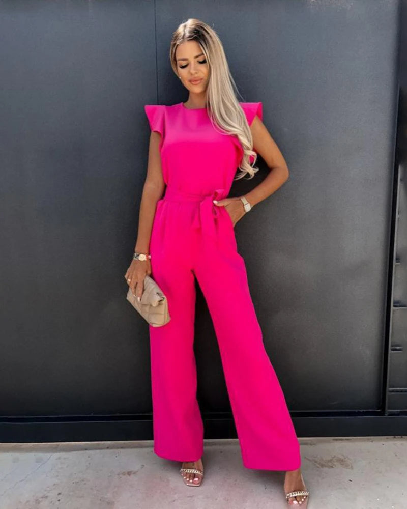 Chic Romper with Ruffle Sleeves