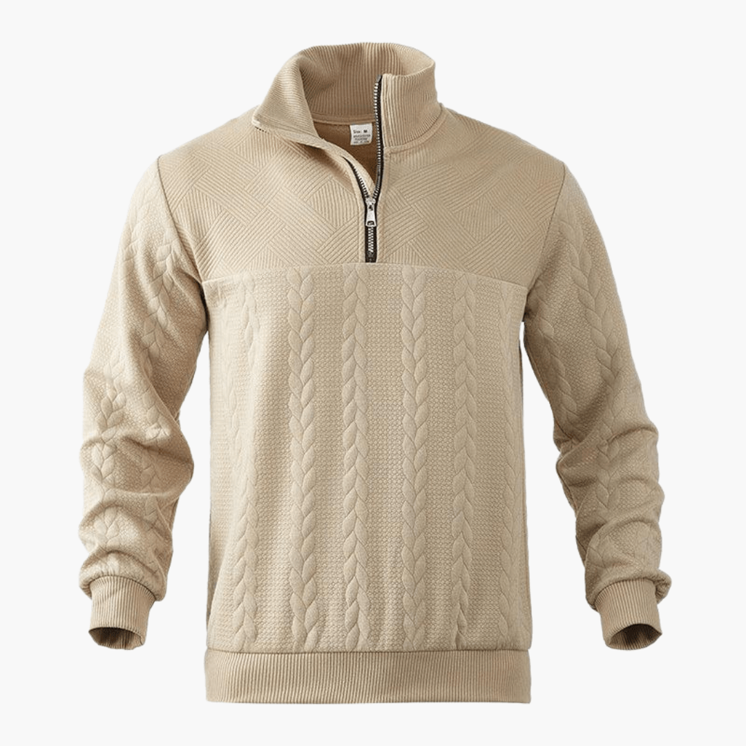 Classic Crew Neck Cable Knit Sweater for Men