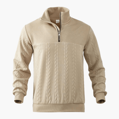 Classic Crew Neck Cable Knit Sweater for Men