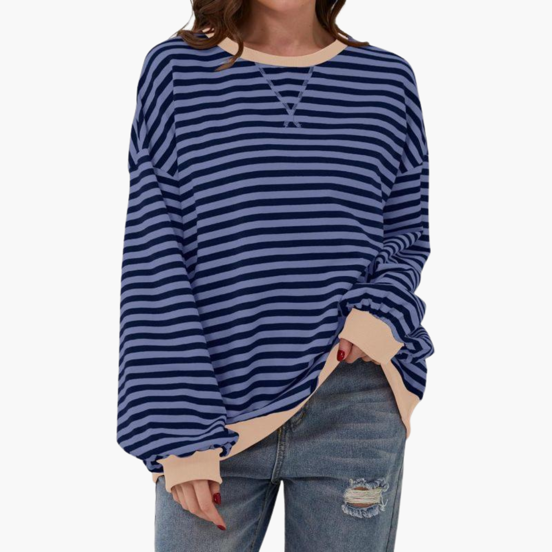Relaxed Fit Women's Stripe Sweatshirt – Soft Long Sleeve Top