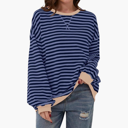 Relaxed Fit Women's Stripe Sweatshirt – Soft Long Sleeve Top