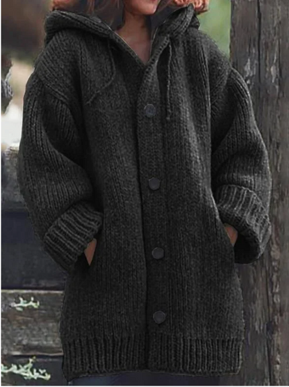 Cozy Women's Button Front Thick Knit Cardigan Sweater