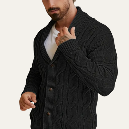 Warm Men's Cable Knit Patterned Cardigan Sweater