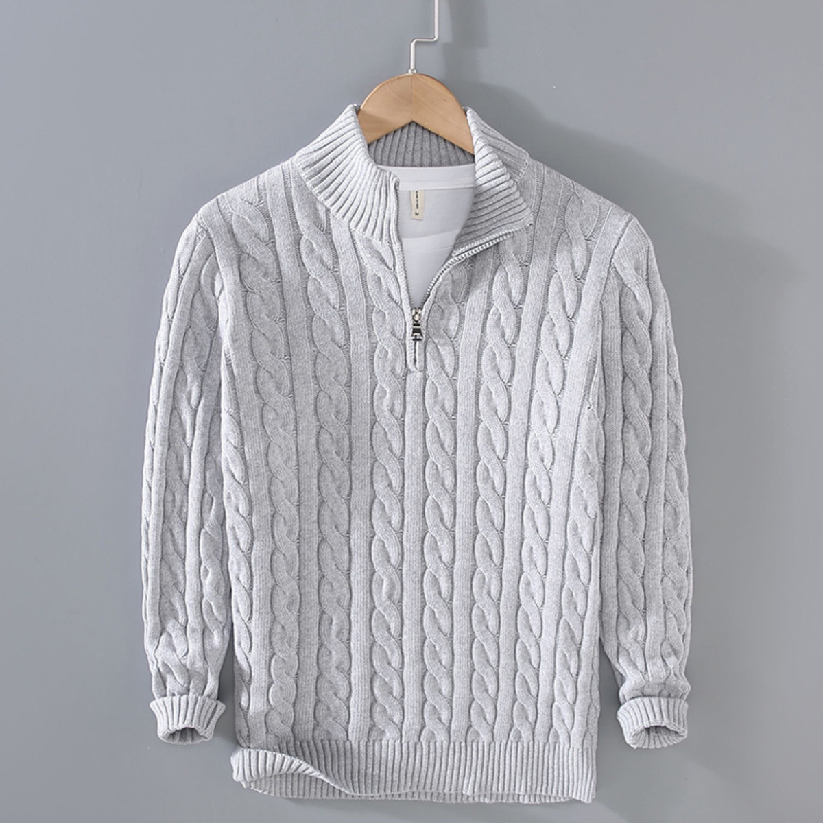 Men's Soft Knit Cable Crew Neck Sweater