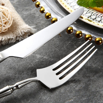 Contemporary Stainless Steel Flatware Set with Polished Finish