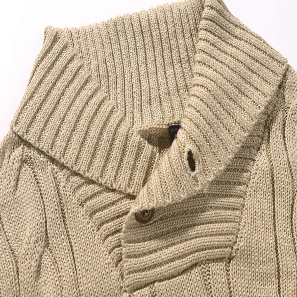 Cozy Men's Button Neck Cable Sweater
