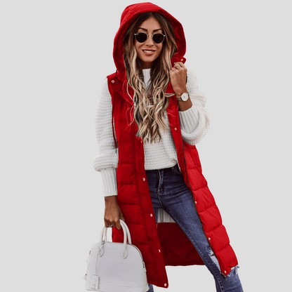 Ladies Extra Long Hooded Gilet