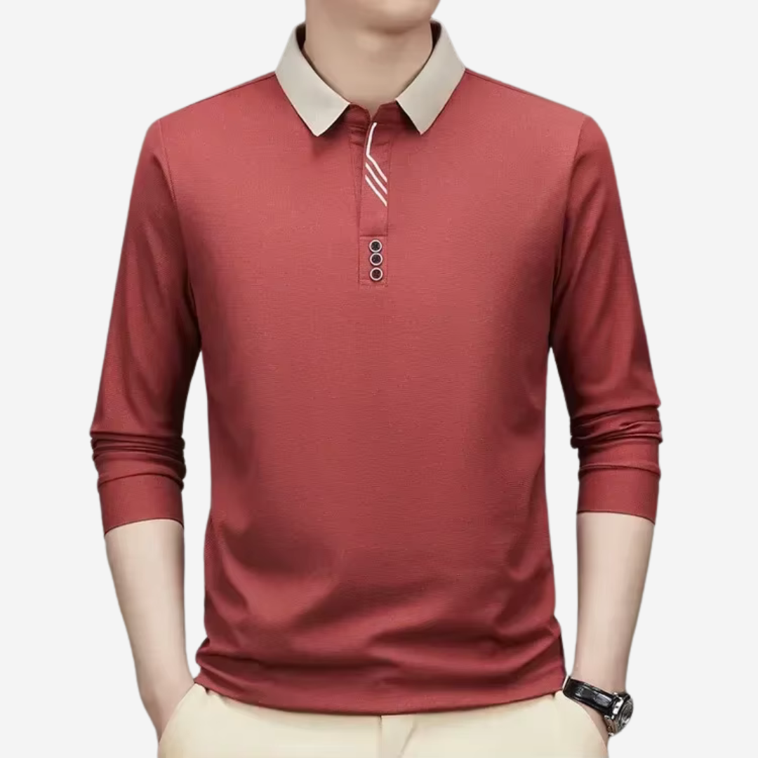 Relaxed Fit Mens Long Sleeve Polo Shirt