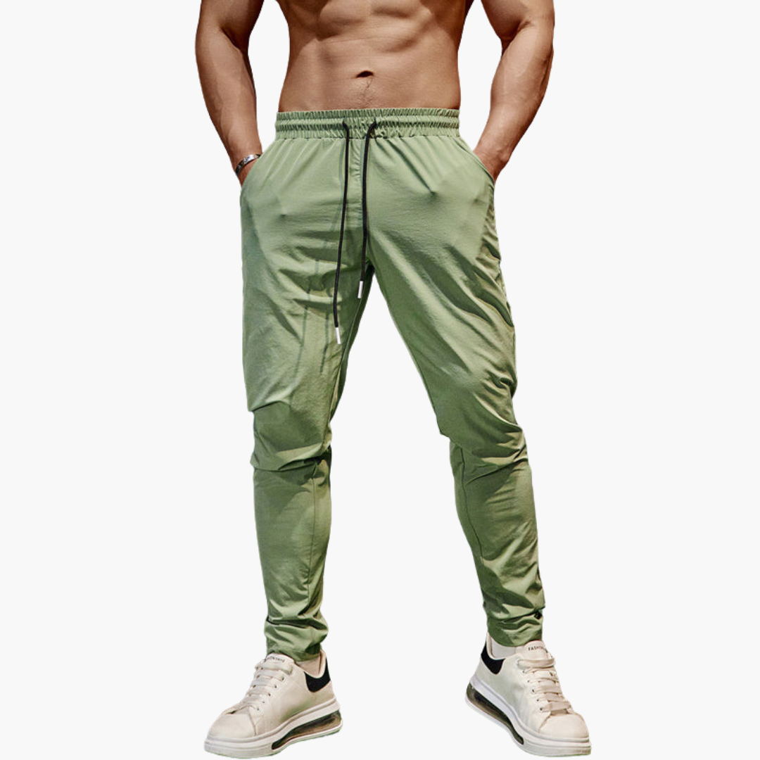 Relaxed Fit Running Pants for Men - Elastic Waist Sports Pants
