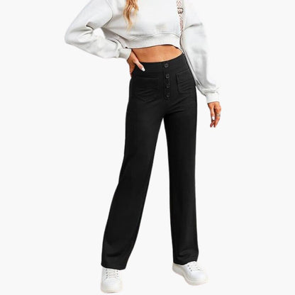 Women's Comfortable Wide Leg Pants with Button Front