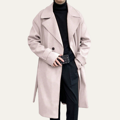 Classic Men's Camel Overcoat with Adjustable Belt