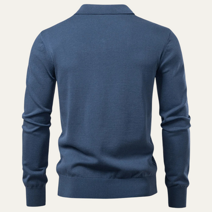 Classic Men's Crew Neck Knit Polo Sweater