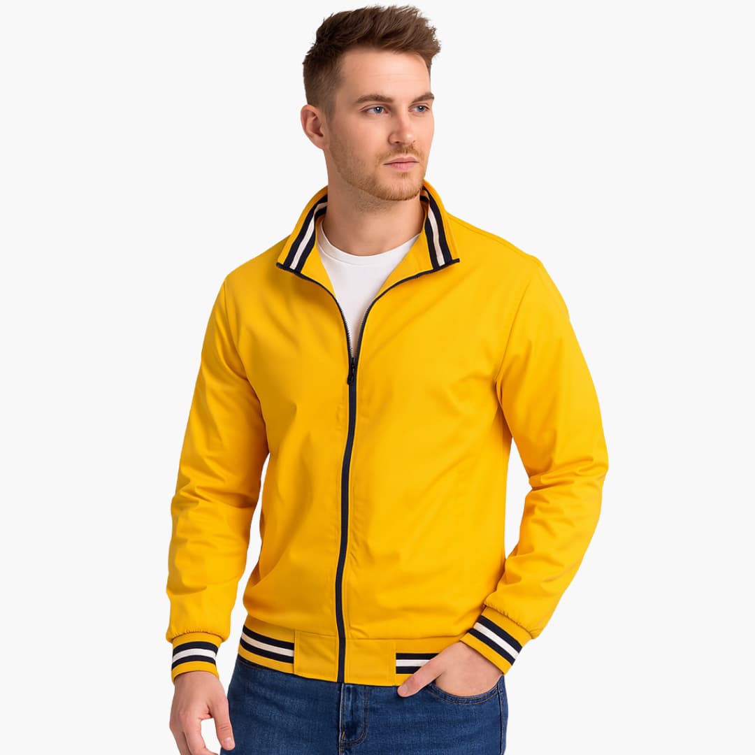 Men's Zip Up Jacket with Striped Bottom