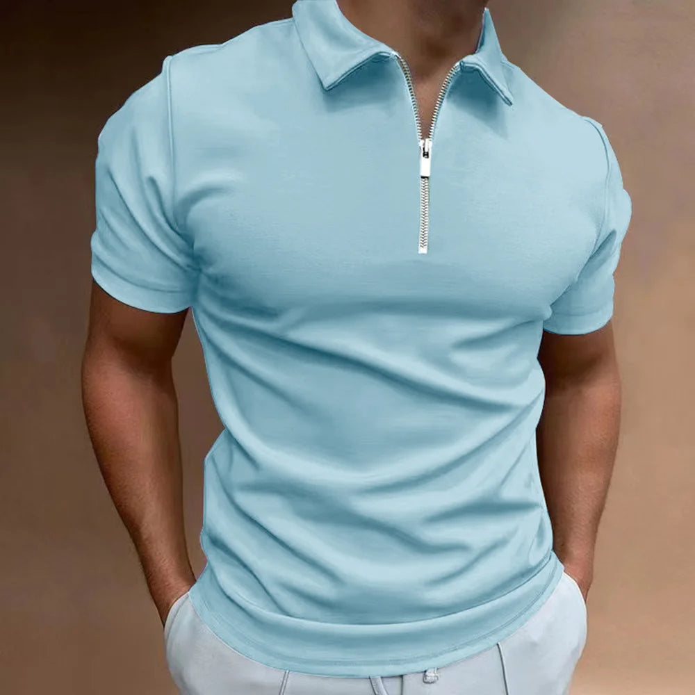 Classic Zip Neck Polo Shirt Everyday Style