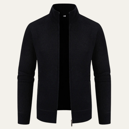 Classic Men's Knitted Zipper Cardigan with Pockets