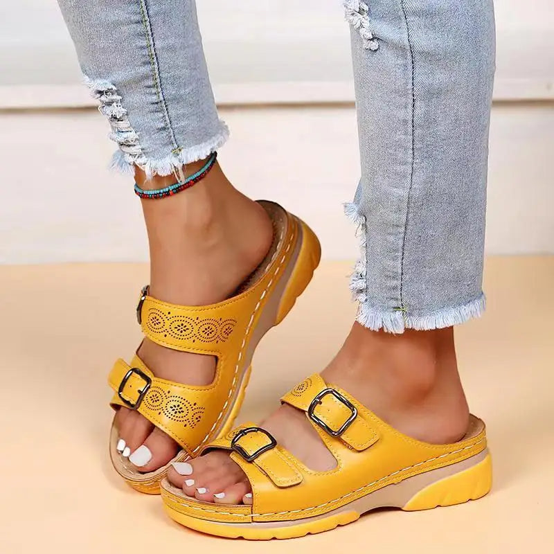 Stylish Wedge Heel Sandals with Double Strap