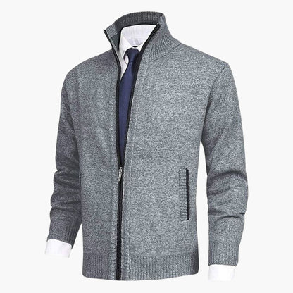 Men's Crew Neck Zipper Sweaters with Ribbed Sleeves