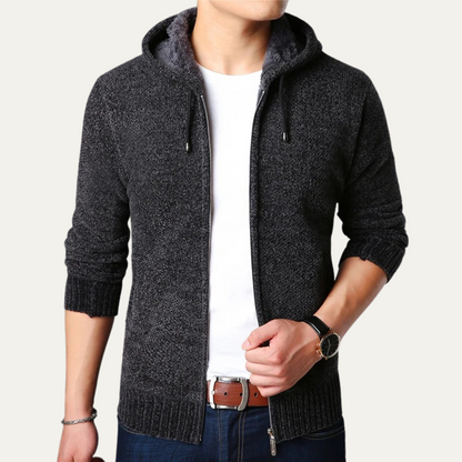 Relaxed Fit Men's Knitted Zip Hoodie Jacket