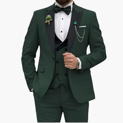 Slim Fit Men's 3 Piece Suit with Contrast Lapels