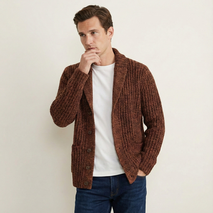Thick Knit Men's Shawl Collar Sweater Cardigan