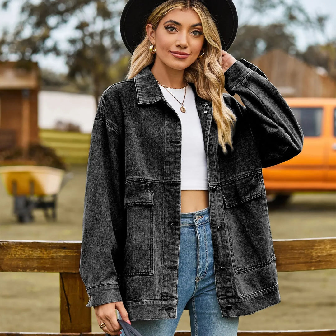 Timeless Retro Blue Jeans Jacket for Ladies - Olytrend