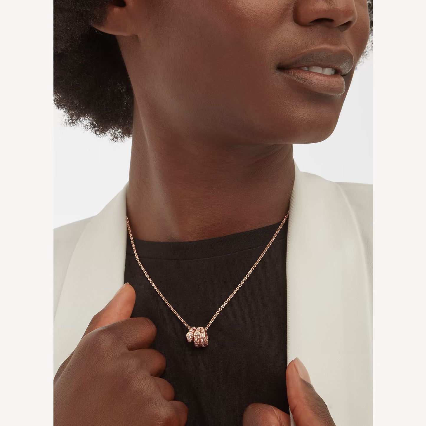 Luxury Silver Rose Gold Plated Pave Necklace
