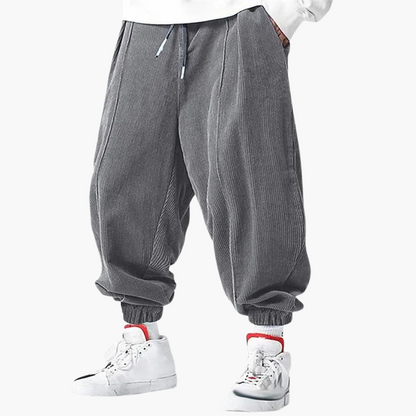Classic Fit Corduroy Trousers with Elastic Waist