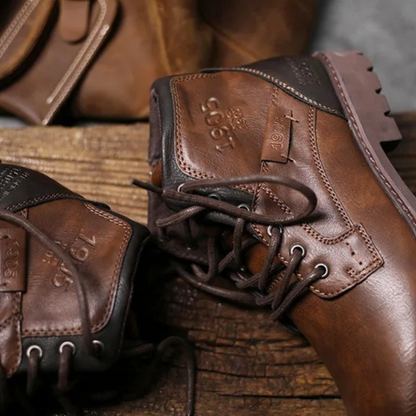 Tough Leather Military Style Ankle Boots