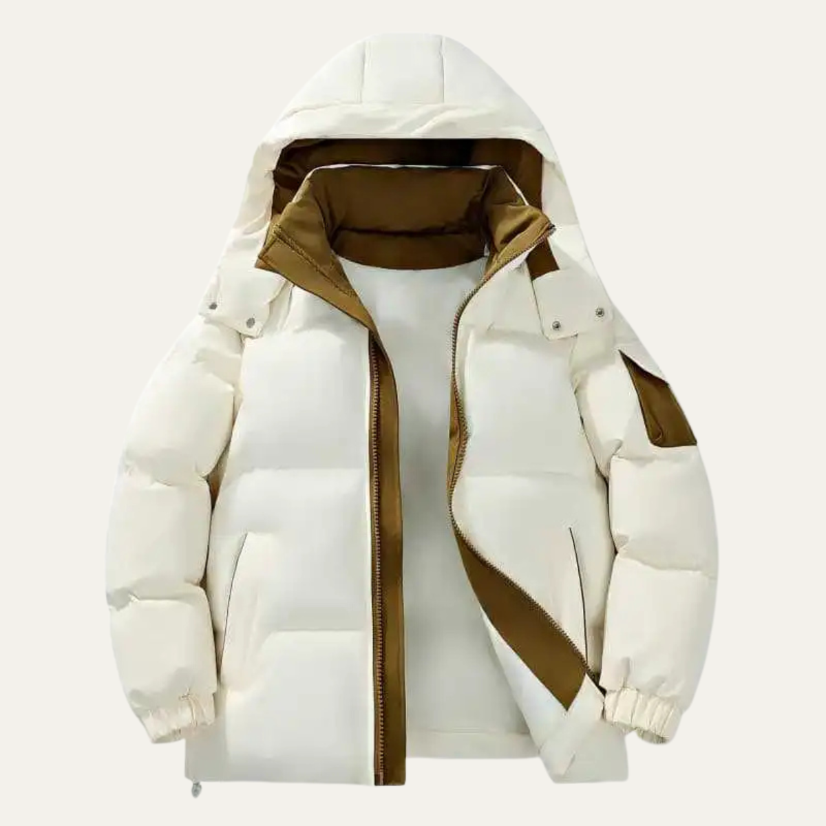 Warm Men's Puffer Snow Jacket with High Collar