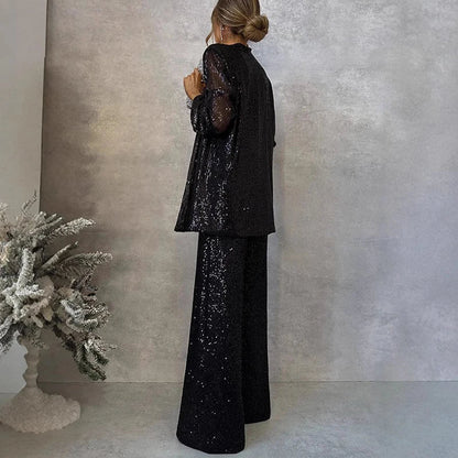 Glittery 2-Piece High Waist Pants Set