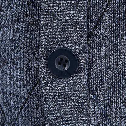 Warm Plaid V Neck Men's Fleece Cardigan Sweater