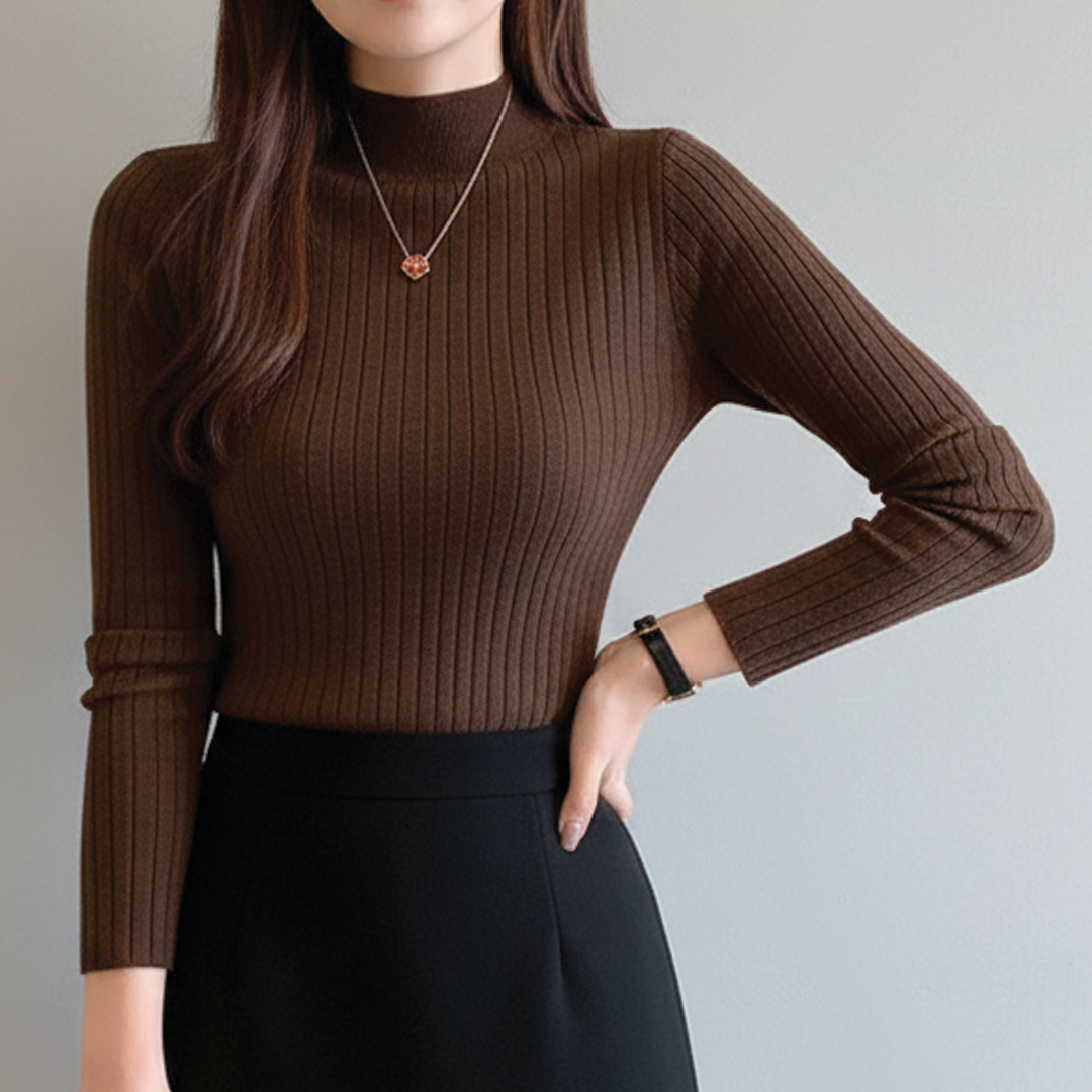 Textured Crew Neck Sweater Top