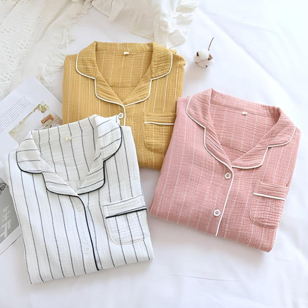 Soft Breathable Ladies Nightdress with Stripes - Olytrend