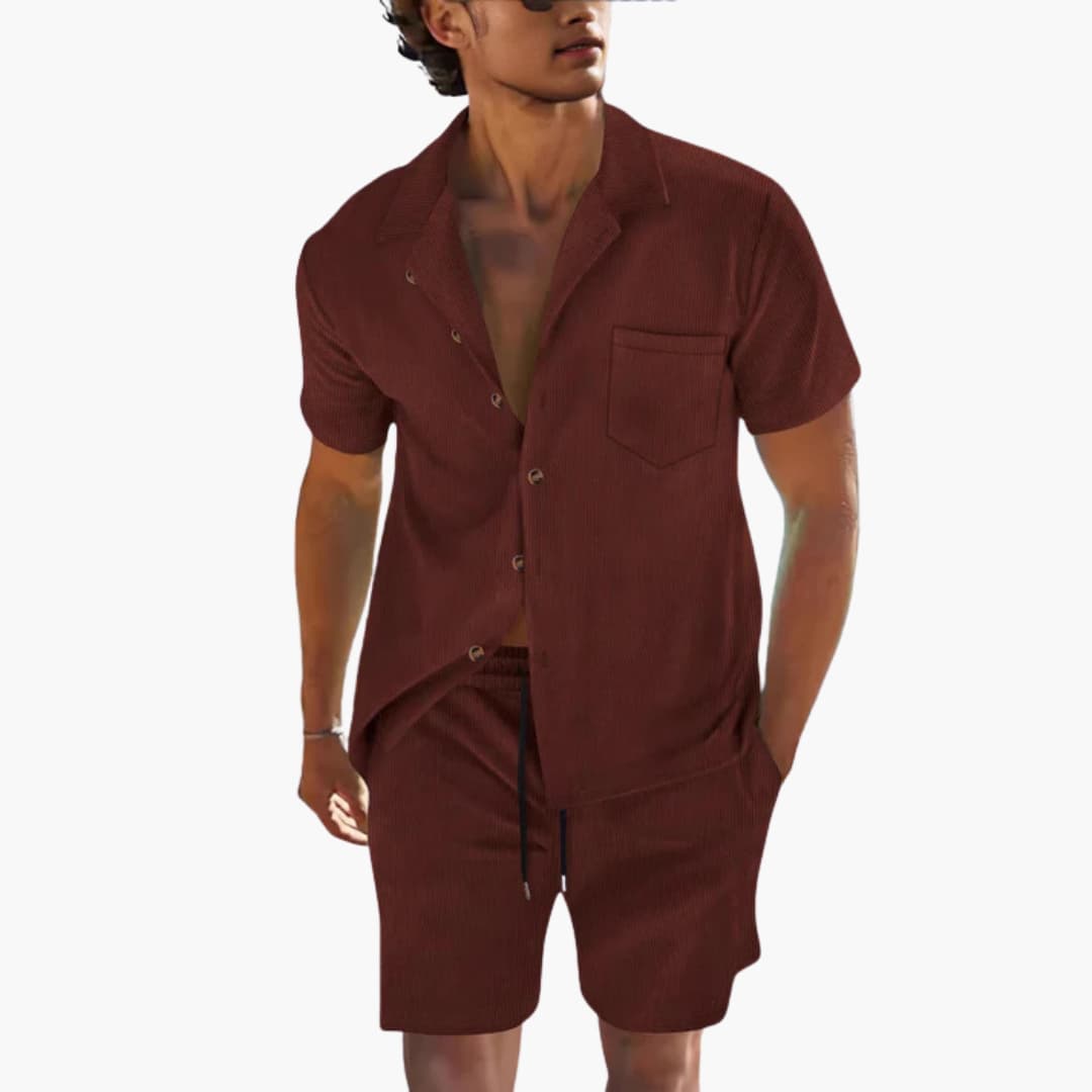 Men's Casual Shorts Set with Short Sleeve Top