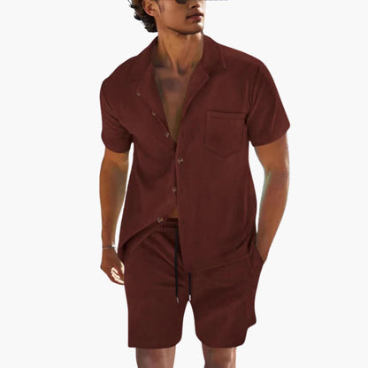 Men's Casual Shorts Set with Short Sleeve Top