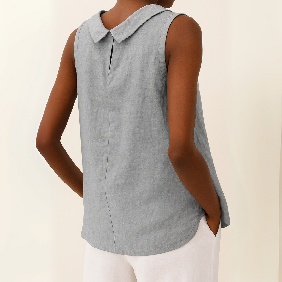 Summer Tank Top with Ruffled Neckline and Flared Bottom