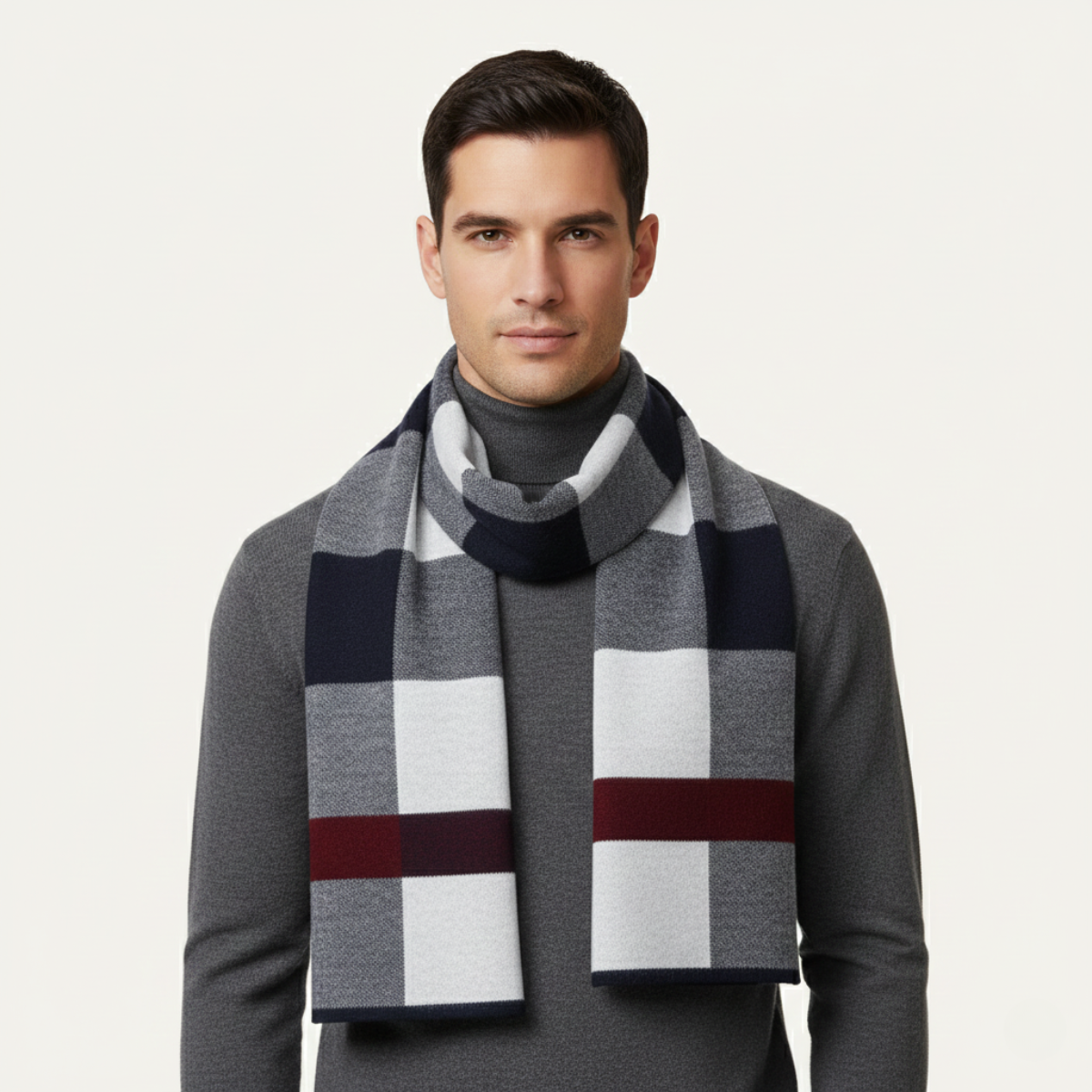 Traditional Plaid Men's Wool Scarf