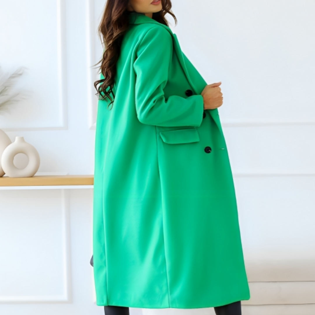 Warm Womens Oversized Wool Double Breasted Coat - Nocini