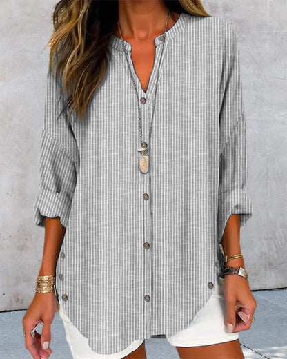 Fashionable Striped Blouse with Slim Fit