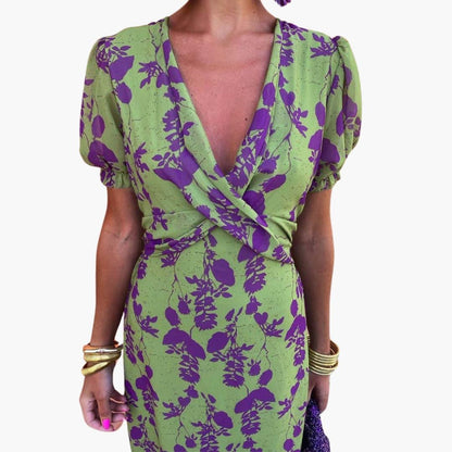 Chic V-Neck Floral Summer Dress for Women
