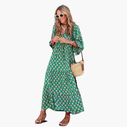 Flowy Long Dress for Women - Floral Print & Relaxed Fit - Olytrend