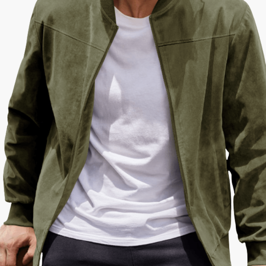 Classic Zip Up Mens Leather Jacket with Pockets