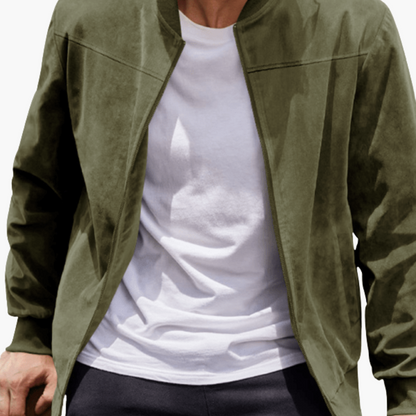 Classic Zip Up Mens Leather Jacket with Pockets