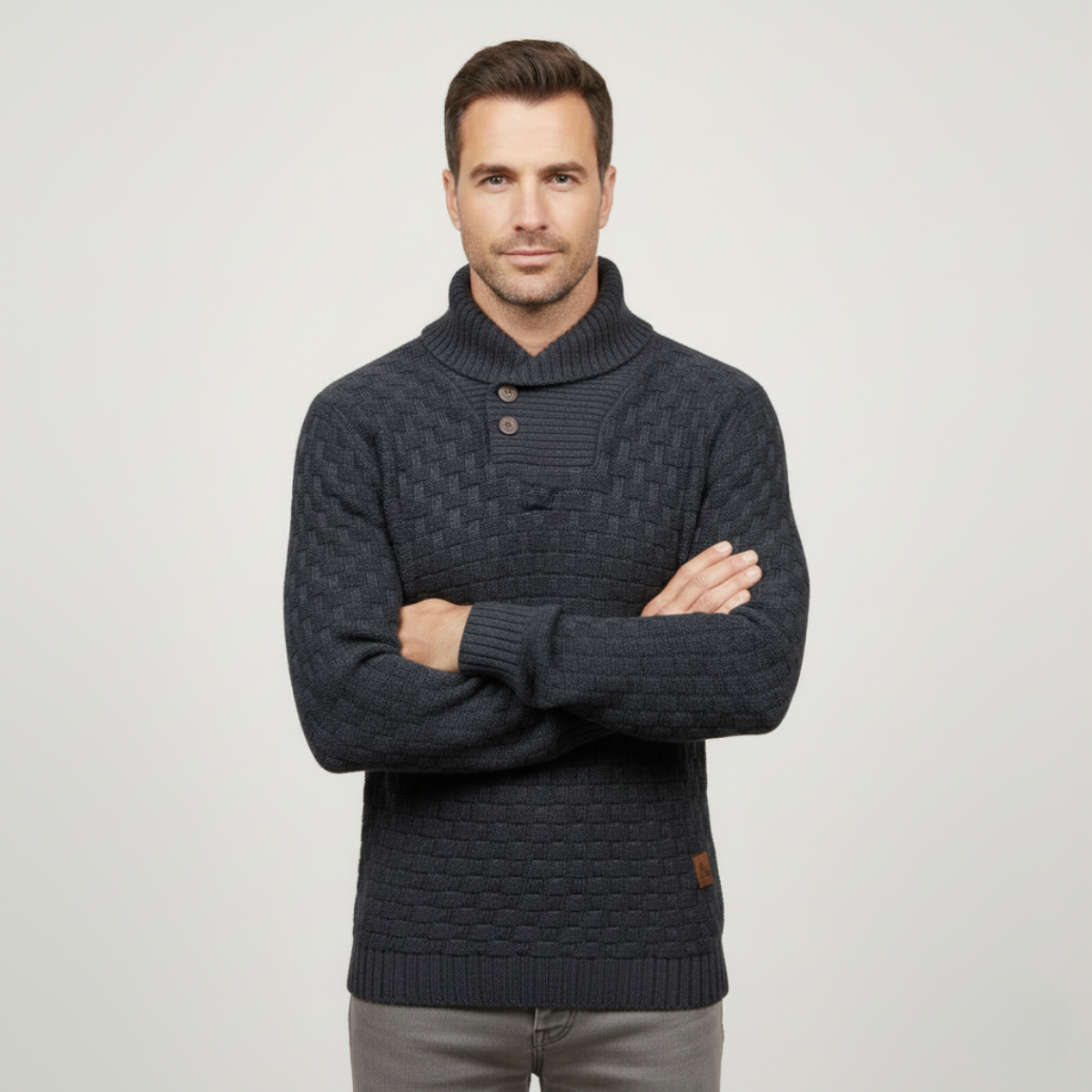 Thick Warm Crew Neck Button Sweater for Men