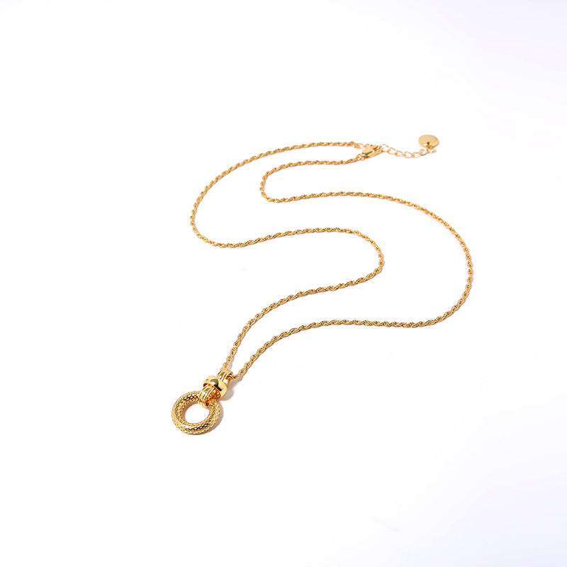 Round Silver Gold Plated Pendant Necklace