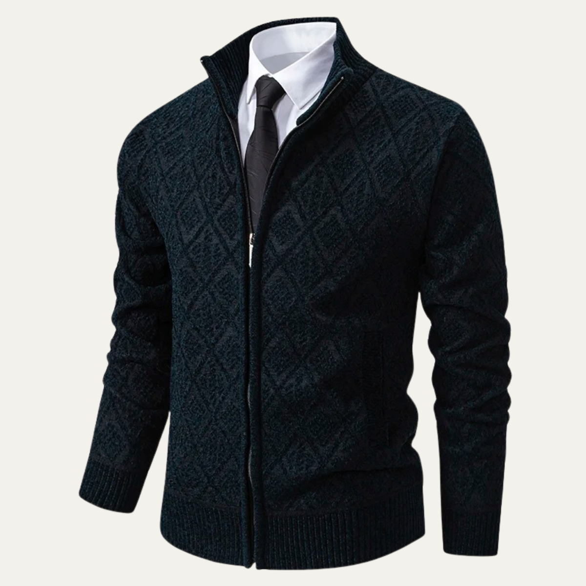 Stylish Men's Diamond Quilted Knit Blazer Jacket