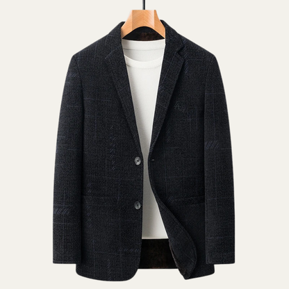 Stylish Men's Wool Business Blazer with Thermal Lining