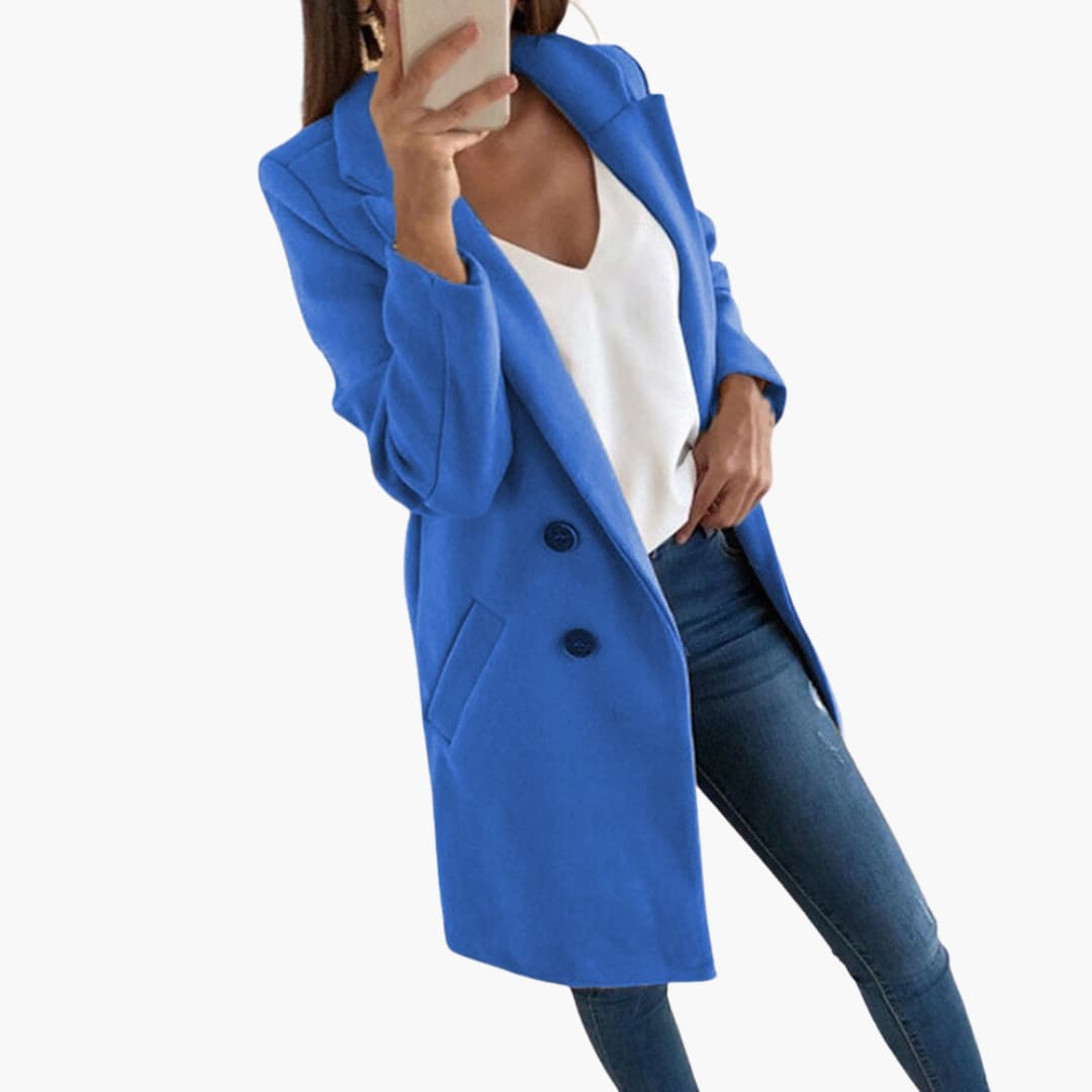 Ladies Classic Long Sleeve Button Coat