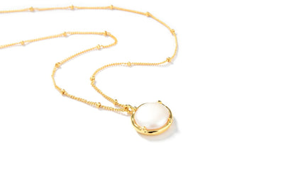 Luxurious Pearl Pendant Necklace, Sterling Silver, Gold Finish